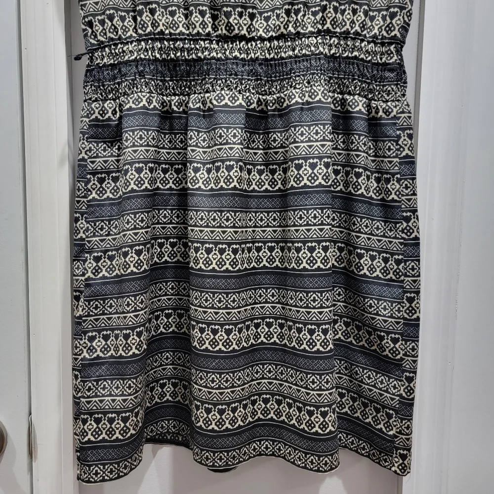 Allen B Pattern Shirt Dress with Smocked Waist - Picture 12 of 15